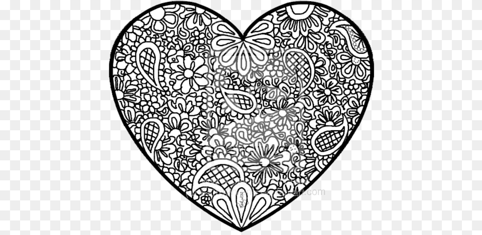 Download Hd Transparent Stock Doodle Art Coloring Pages Heart Coloring Pages On Transparent Background, Drawing, Lace, Pattern Free Png