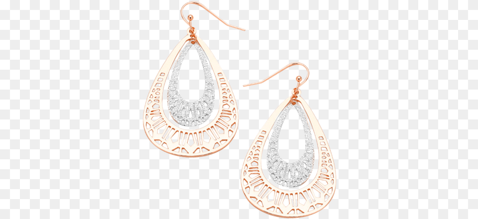 Download Hd Two Tone Filigree Dangle Earrings Rose Gold Earrings, Accessories, Earring, Jewelry Png