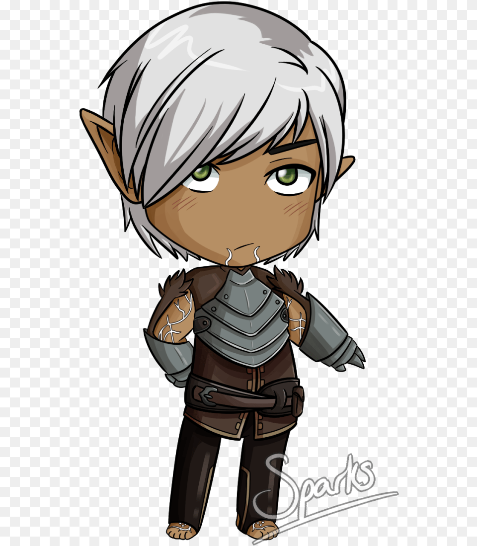 Download Hd U201ctiny Transparent Broody Elf Fenris For Your Fenris Dragon Age Chibi, Book, Comics, Publication, Baby Free Png