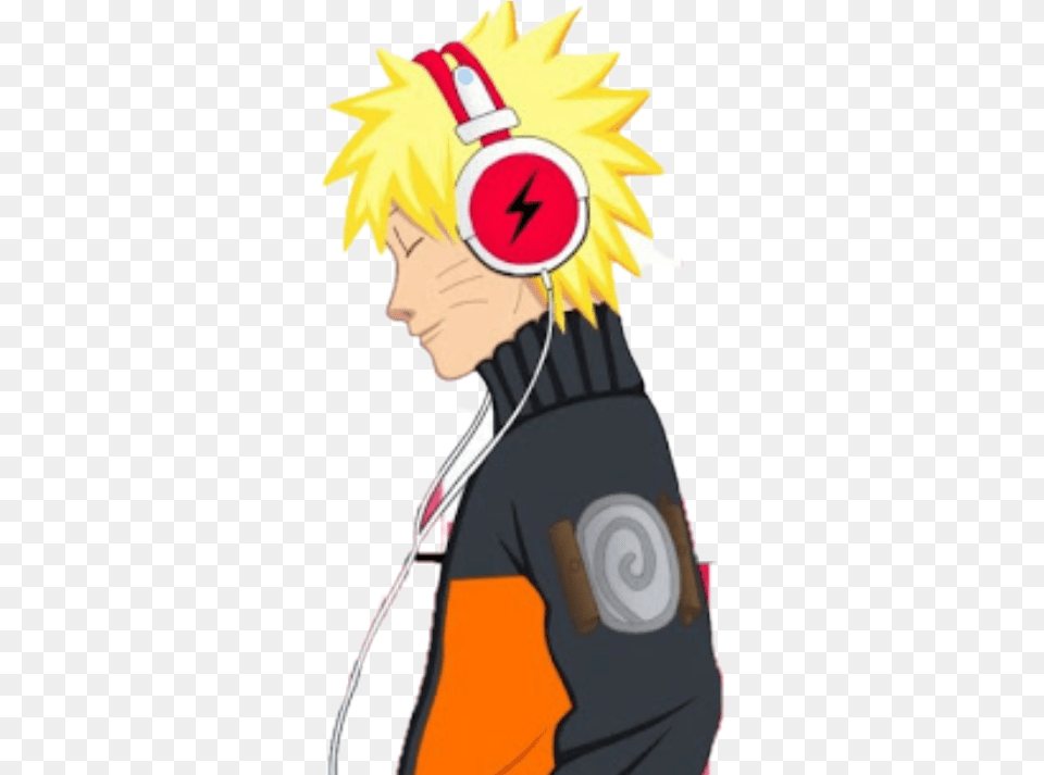 Download Hd Uzumaki Naruto Listening To Music Listening To Music Sticker, Electronics, Adult, Female, Person Free Transparent Png