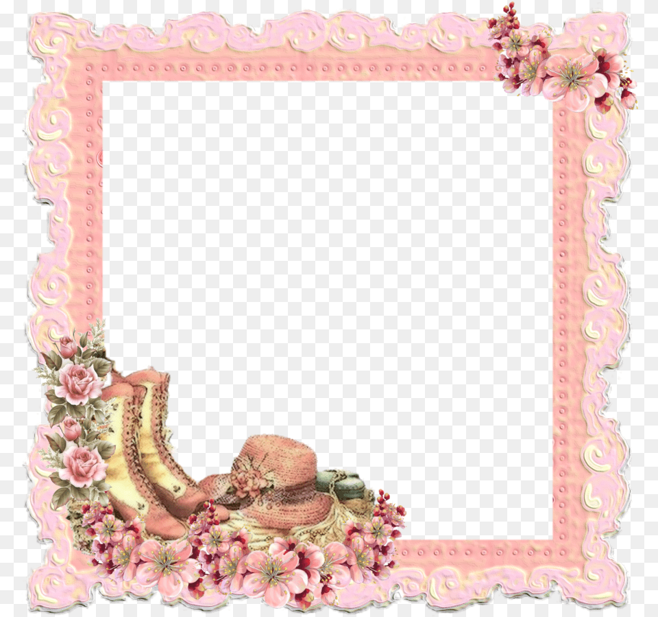 Download Hd Victorian Frame Flower Frame Square, Birthday Cake, Cake, Cream, Dessert Png Image