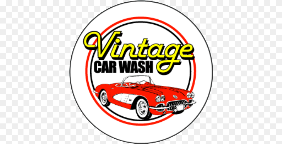 Download Hd Vintage Car Wash Logo Transparent Image Classic Car Wash Logos, Transportation, Vehicle, Machine, Wheel Png