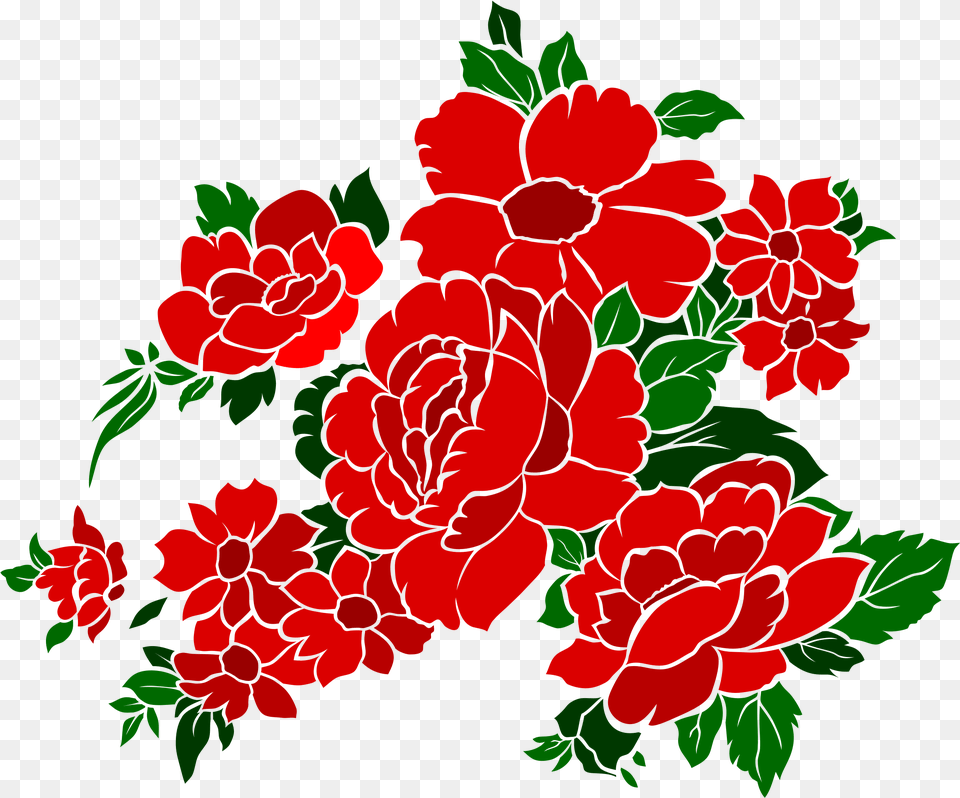 Download Hd Vintage Flower Clipart Red Wedding Red Flower Vector, Art, Floral Design, Graphics, Pattern Png Image
