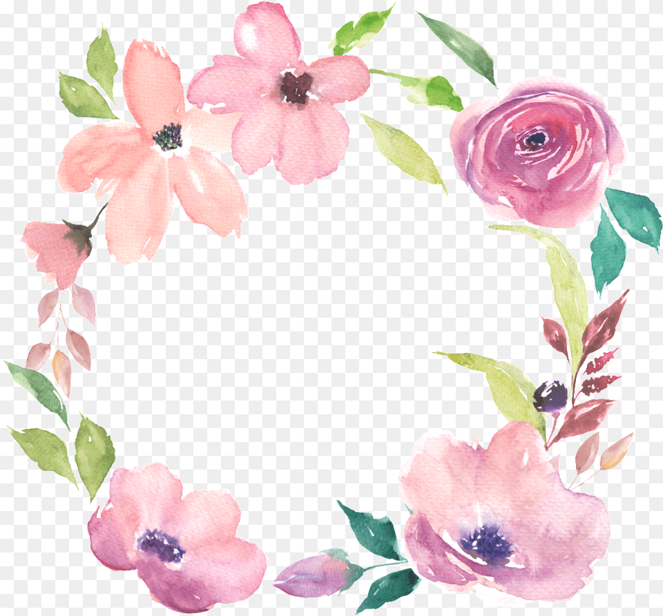 Hd Watercolor Flowers Hand Drawn Wreath Decorative Happy Easter With Flowers, Flower, Plant, Petal, Rose Free Png Download