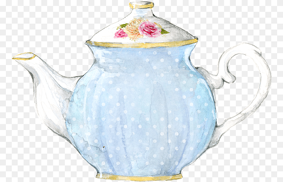 Download Hd Watercolor Teapot Teapot Watercolor, Cookware, Pottery, Pot, Flower Png