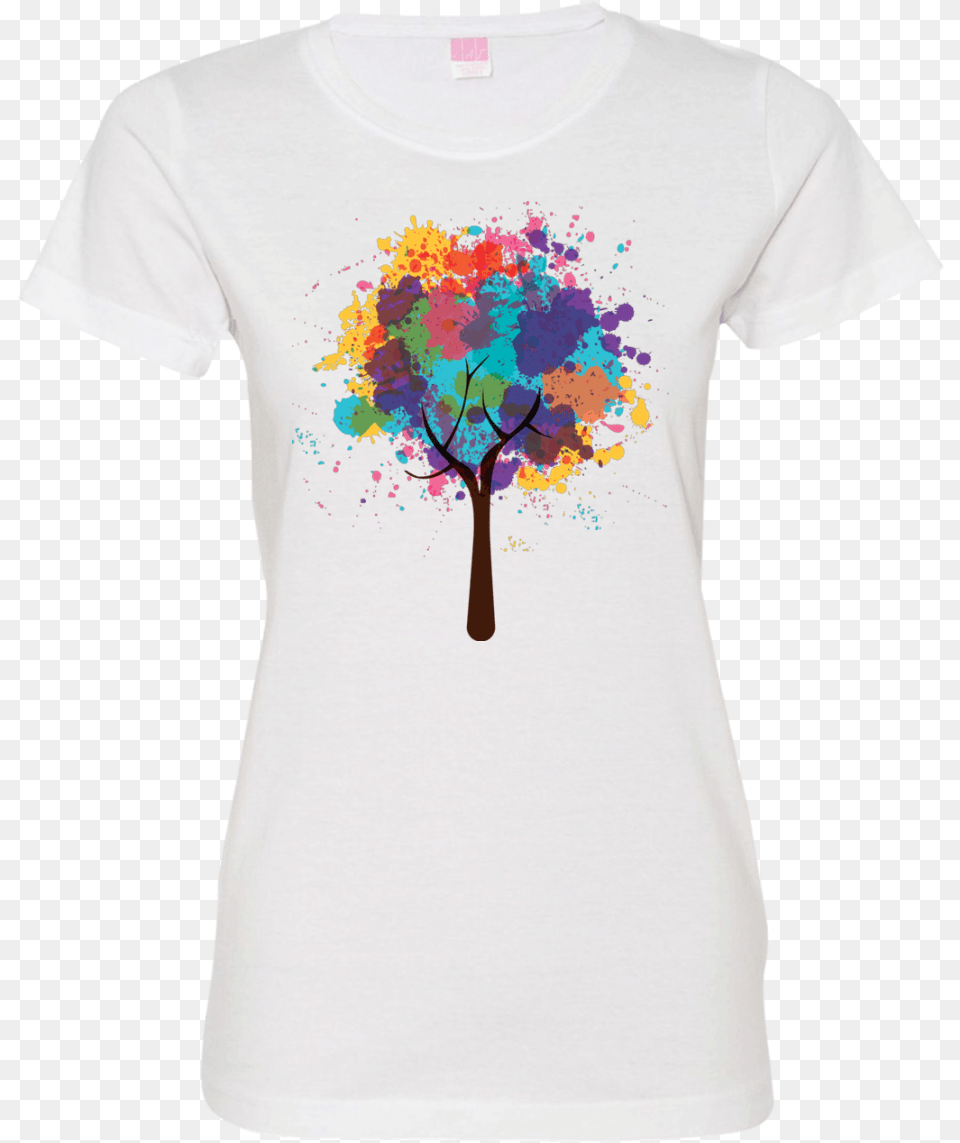 Hd Watercolor Tree Ladies T Shirt Tree Active Shirt, Clothing, T-shirt, Flower, Plant Free Png Download