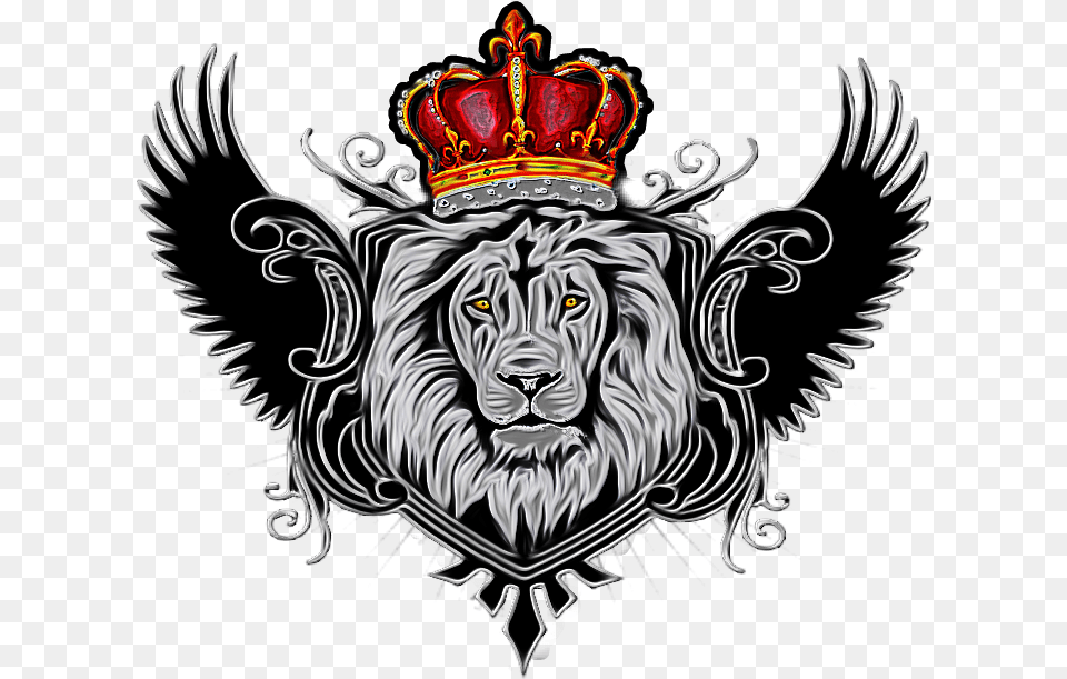 Download Hd Wings Couronne Lion With Crown, Accessories, Emblem, Symbol, Jewelry Png Image