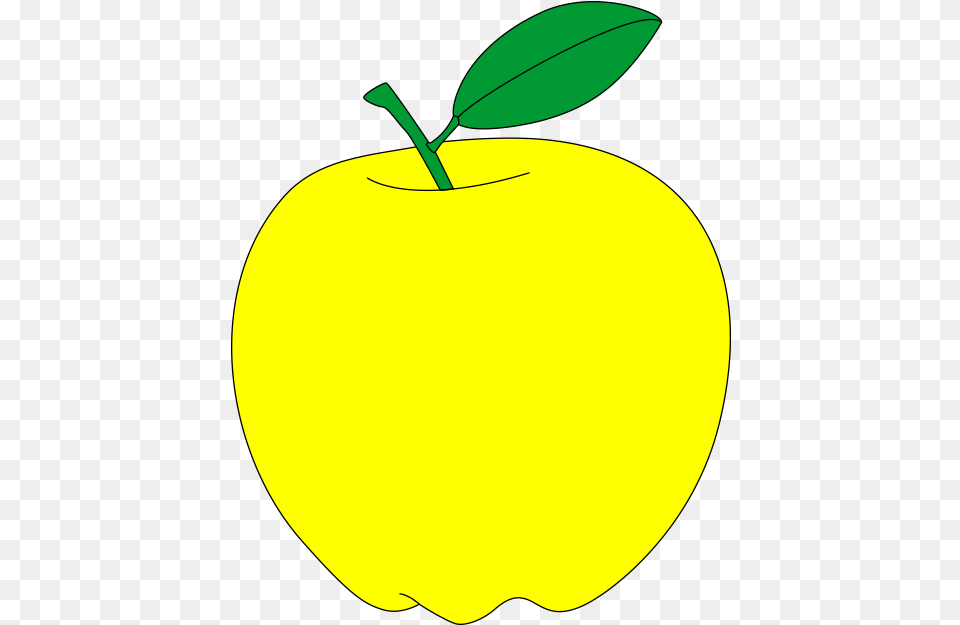 Download Hd Yellow Apple With Green Leaf Vector Clipart Yellow Apple Clip Art, Plant, Produce, Fruit, Food Free Transparent Png