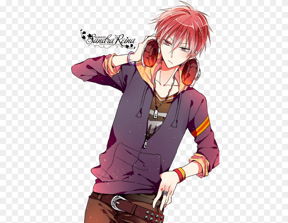 Download Headphones Kurokou0027s Basketball Anime Boys Cute Red Haired Anime Boy, Book, Comics, Publication, Adult Free Transparent Png