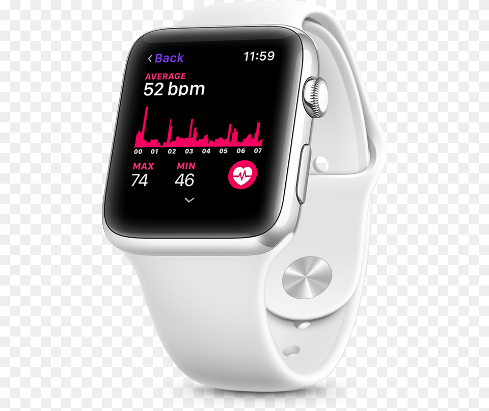 Download Heart Rate Tracking Apple Watch With Heart, Wristwatch, Arm, Body Part, Person Png Image