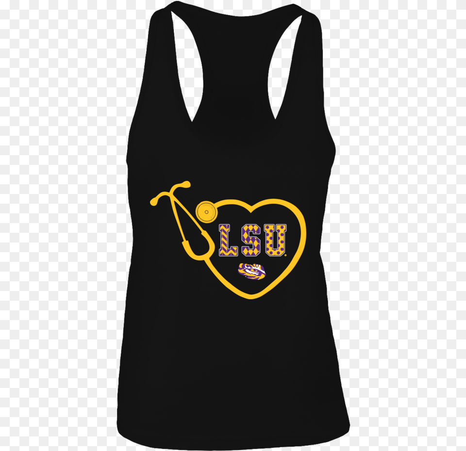 Download Heart Stethoscope Patterned Letters Lsu Tigers Sleeveless, Clothing, Tank Top, Electronics, Hardware Free Transparent Png