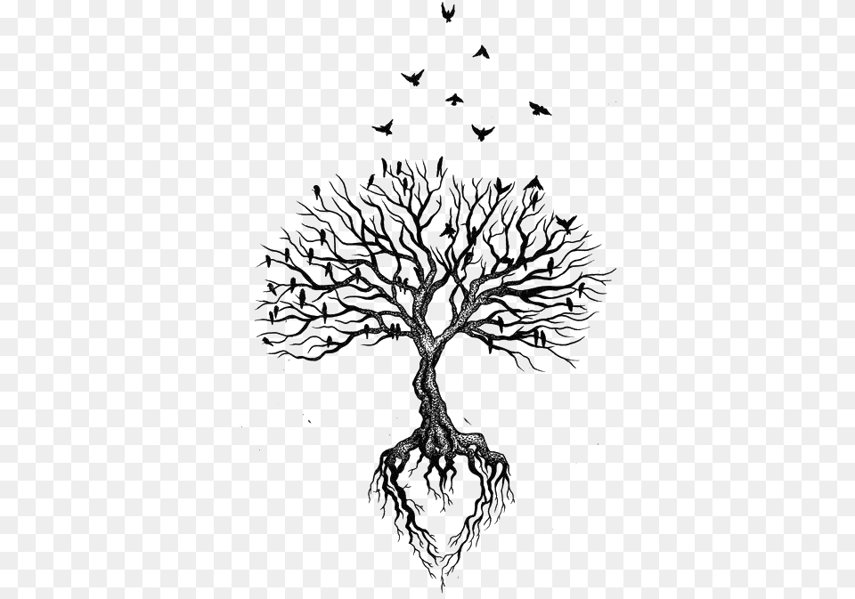 Download Heart Withered Tattoo Crow Tree Tattoos Designs, Chandelier, Lamp, Art Png