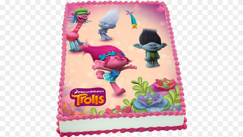 Download Hello Trolls Dreamworks Trolls Poppy Canvas Wall Birthday Cake, Birthday Cake, Cream, Dessert, Food Png