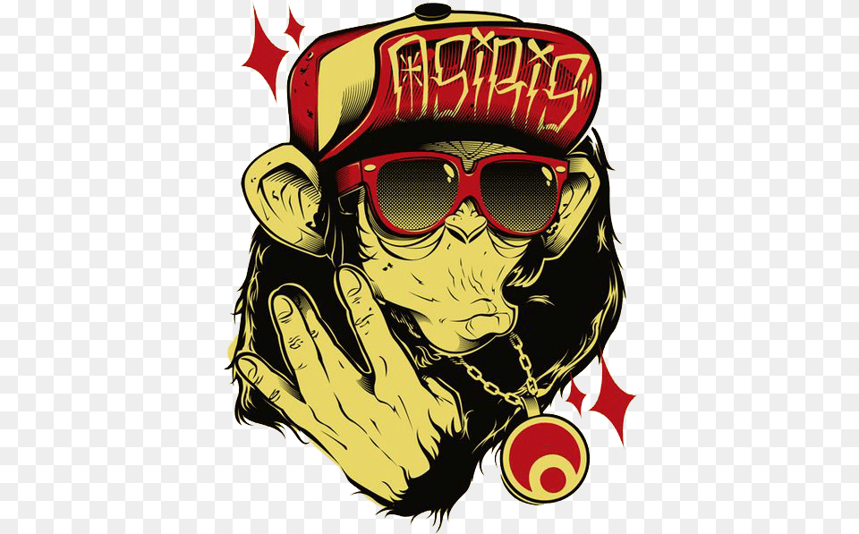 Hip Gorilla Graffiti Drawing Hop Hd Image Graffiti Hip Hop Drawing, Accessories, Sunglasses, Male, Person Free Png Download