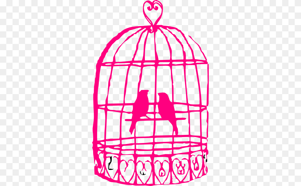 Hot Pink Bird Cage With Birds Clipart, Outdoors Free Png Download