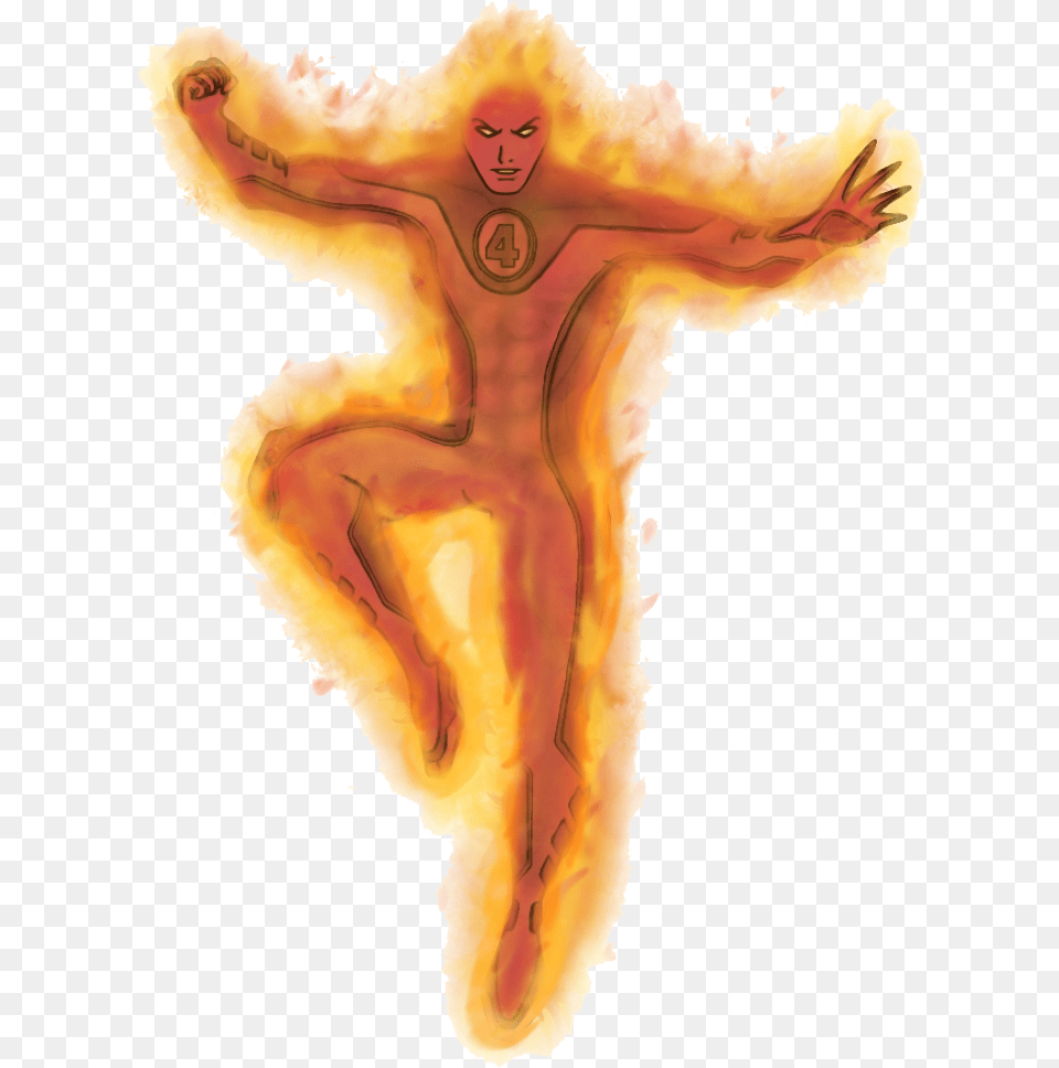Download Human Torch Human Torch Fantastic Four Cartoon Art, Person, Cross, Symbol, Face Free Transparent Png