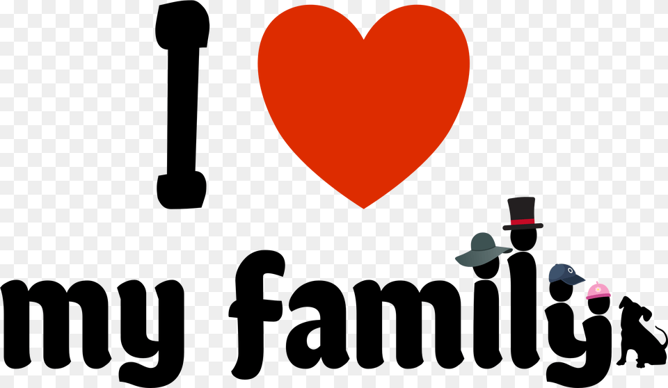 Download I Love My Family With Four Funny Hats And The Dog Love My Family Clip Art, Heart, Astronomy, Moon, Nature Free Transparent Png