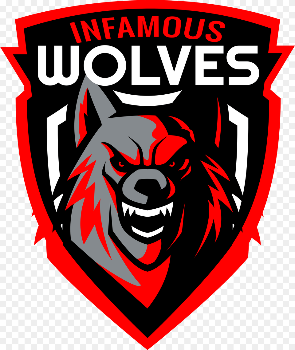 Infamous Wolves Black And Red Wolf Logo, Face, Head, Person, Adult Free Png Download