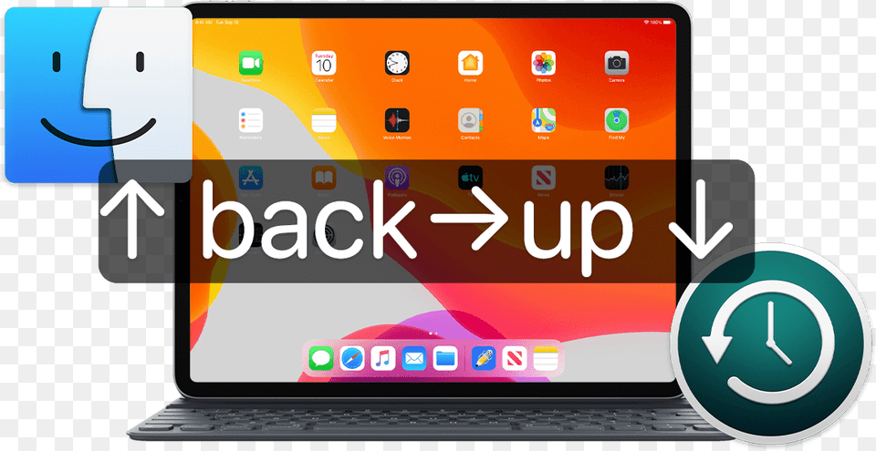 Download Ipad Pro With Finder And Time Machine Icons Netbook, Computer, Electronics, Pc, Laptop Free Png