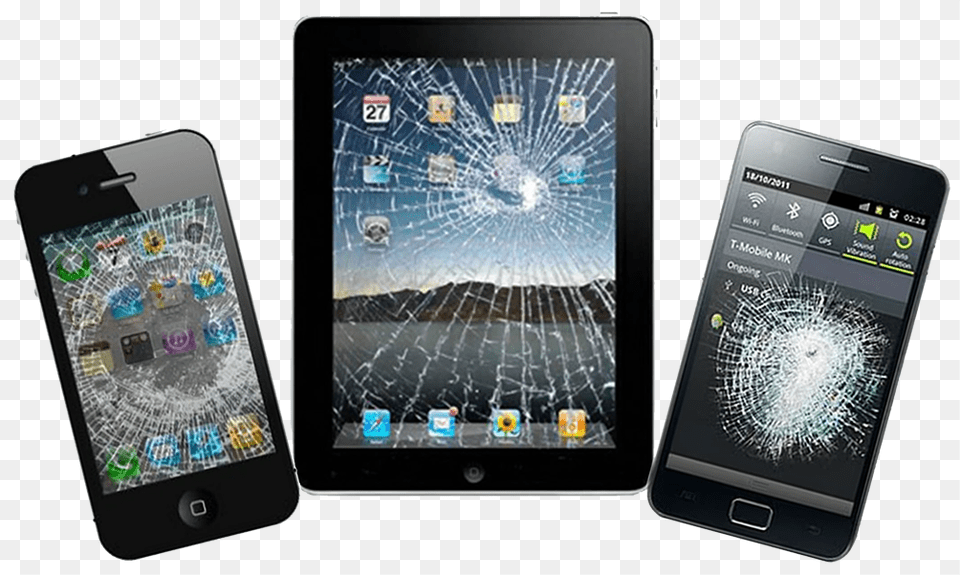 Download Iphone Ipad Broken Phone And Tablet, Electronics, Mobile Phone, Computer, Tablet Computer Png