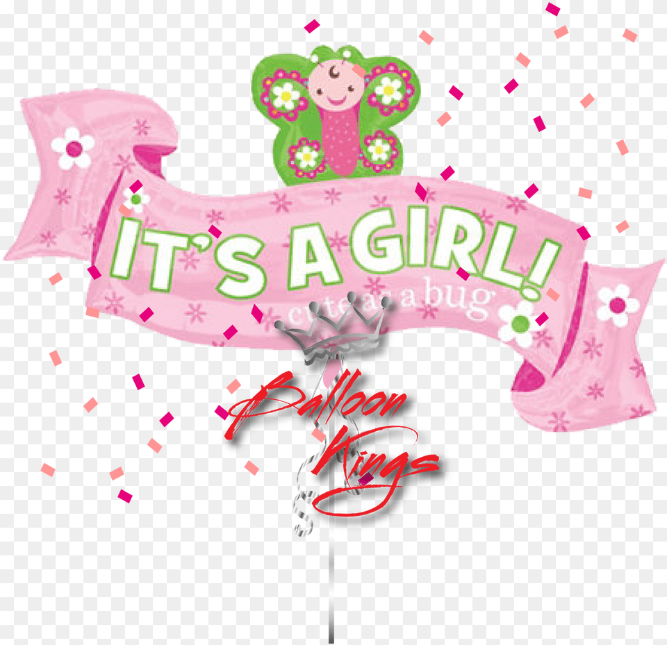 Download Its A Girl Butterfly Ribbon Balloon, Birthday Cake, Cake, Cream, Dessert Png