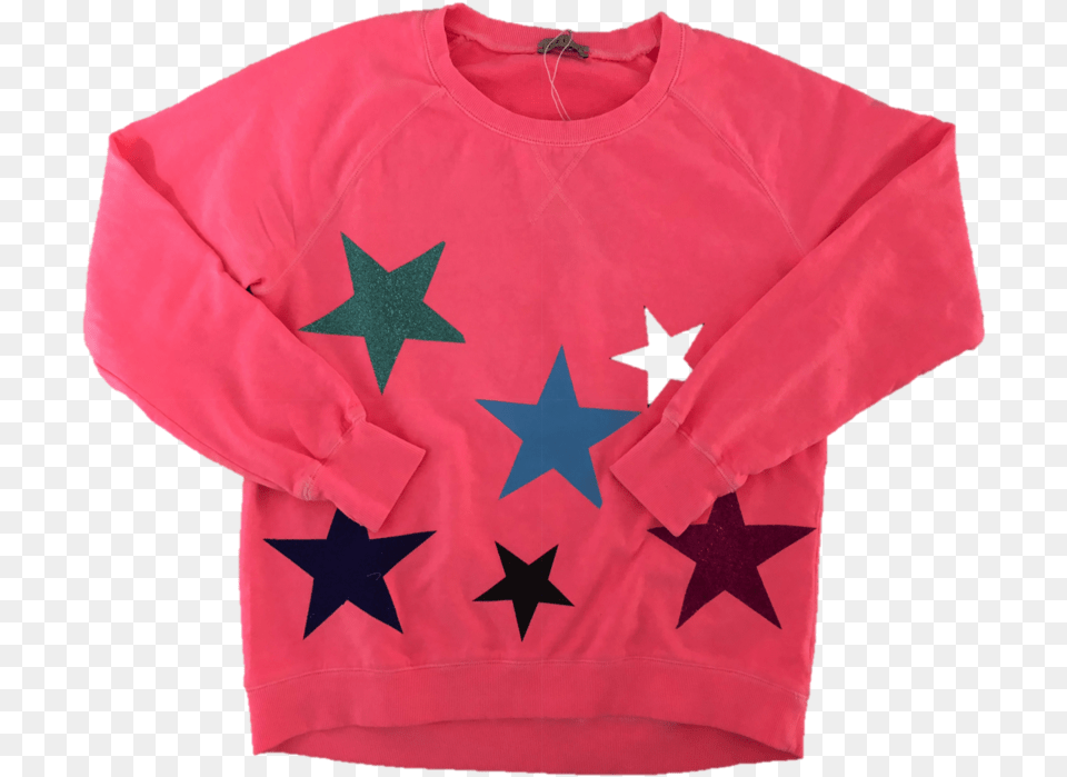 Download Izzi Sweat Pink With Glitter Stars Full Size Ltka Modr Hvzdy, Clothing, Hoodie, Knitwear, Sweater Png