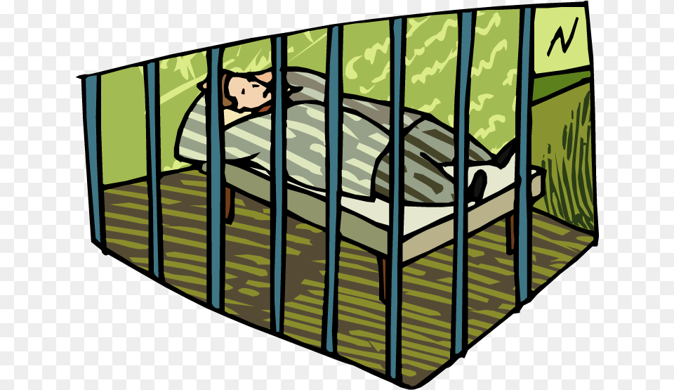 Download Jail Cell Clip Art Car Memes Sleeping In Jail Cartoon, Prison, Furniture, Face, Head Free Png