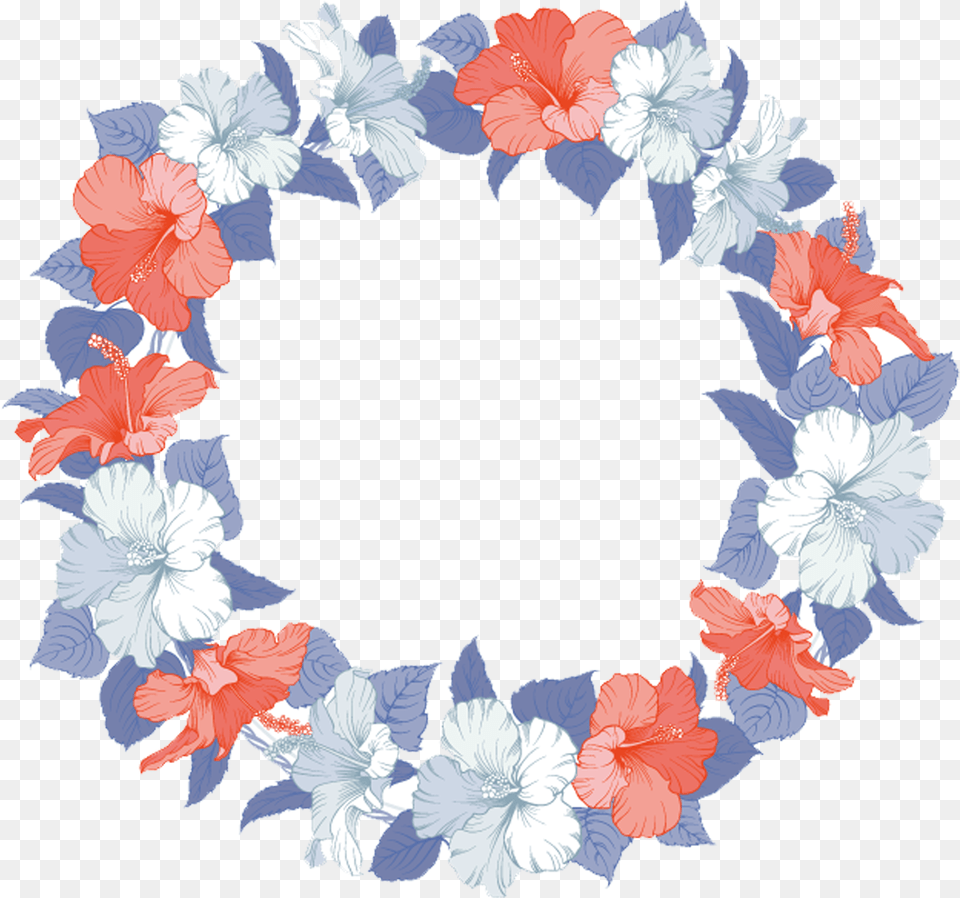 Download Jpg Invitation Flower Hibiscus Wreath Hawaii Hawaiian Wreath Clipart, Plant, Flower Arrangement Png