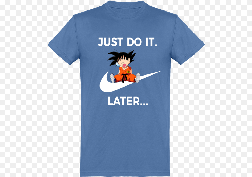 Download Just Do It Later Dragon Ball Son Goku Fall Asleep Just Do It Later Sleepy Sloth, Clothing, T-shirt, Book, Publication Png Image