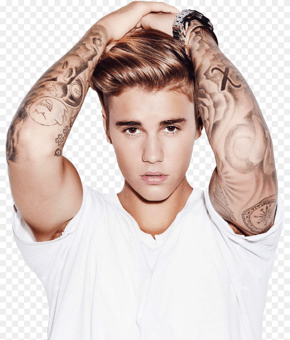 Justin Bieber Justin Bieber, Tattoo, Skin, Person, Arm Free Png Download
