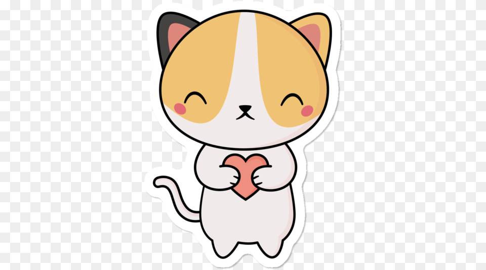 Kawaii Cute Cat With A Heart Cuteness Full Size Cat With Heart, Baby, Person, Plush, Toy Free Png Download