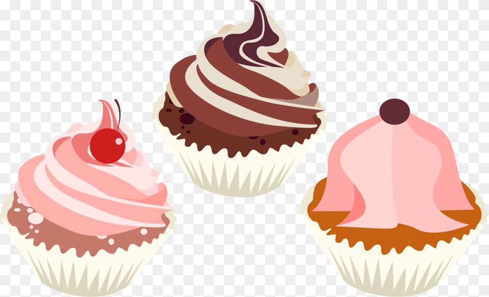 Download Kek Images Three Cupcakes Clipart, Cake, Cream, Cupcake, Dessert Free Png