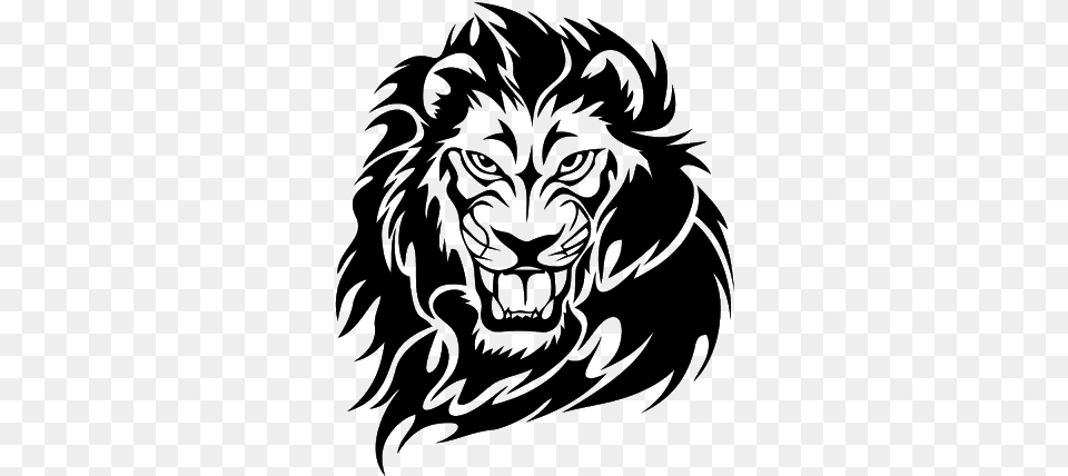 Download Kepala Singa Lion Head Vector Coreldraw Lion Roar Black And White Tattoo, Gray Png