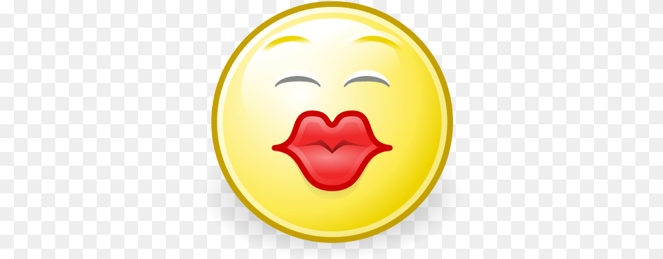 Download Kiss Smiley Transparent And Clipart Smiley Face Kiss, Logo, Gold, Badge, Symbol Png Image