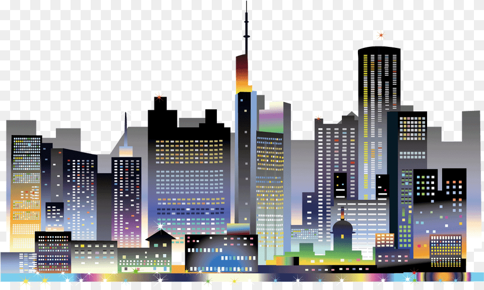 Download Landscape Euclidean Night Sky City Night Lights, Architecture, Metropolis, High Rise, Building Free Png