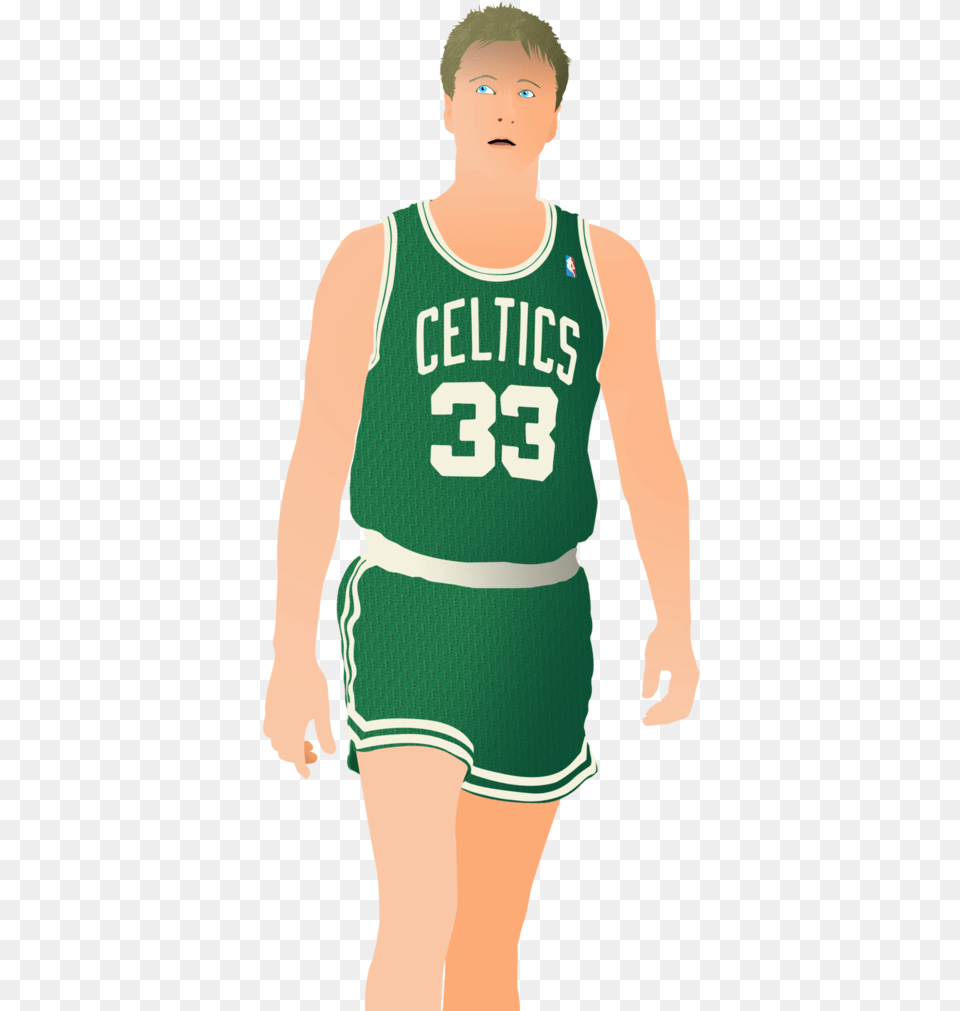 Download Larry Bird Graphic Black Larry Bird Transparent Background, Clothing, Shorts, Person, Face Free Png