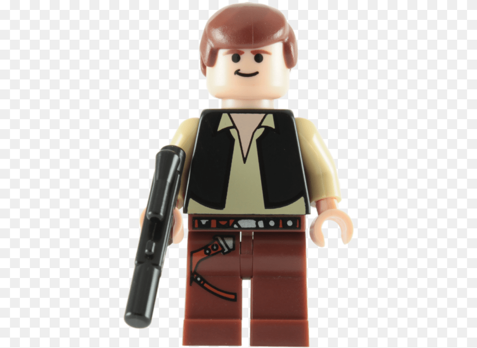 Download Lego Death Star Han Solo Minifigure With Blaster Lego Star Wars Han Solo, Baby, Person, Face, Head Free Transparent Png