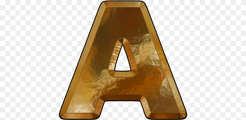 Download Letter In Gold Leaf Presentation Alphabets Gold Leaf Letters, Wood, Triangle Png Image