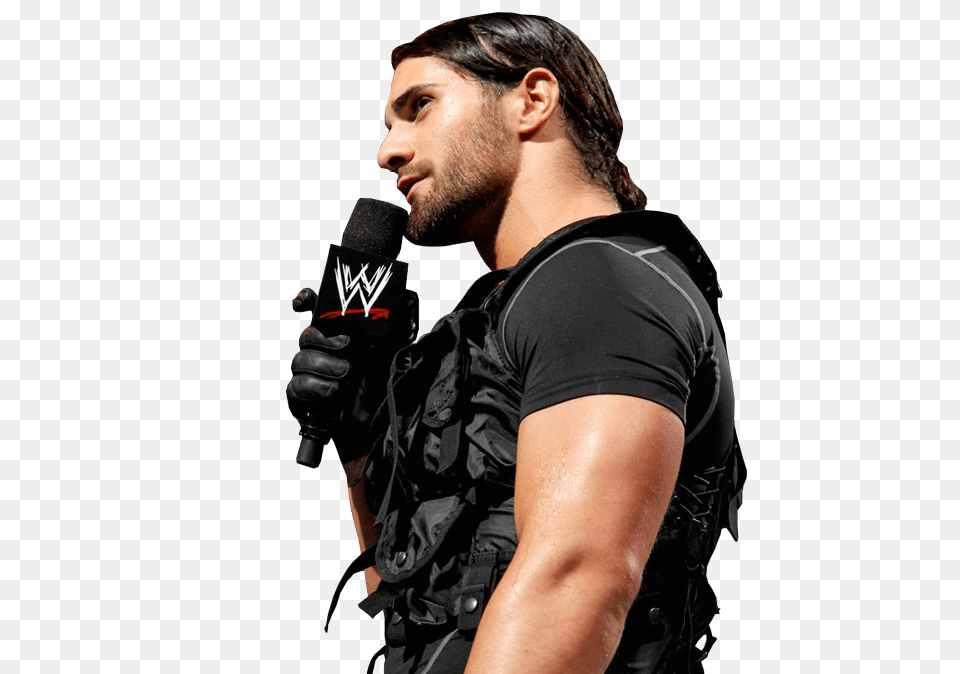 Download Linda Seth Rollins Mic Shield Seth Rollins, Microphone, Electrical Device, Adult, Person Png Image