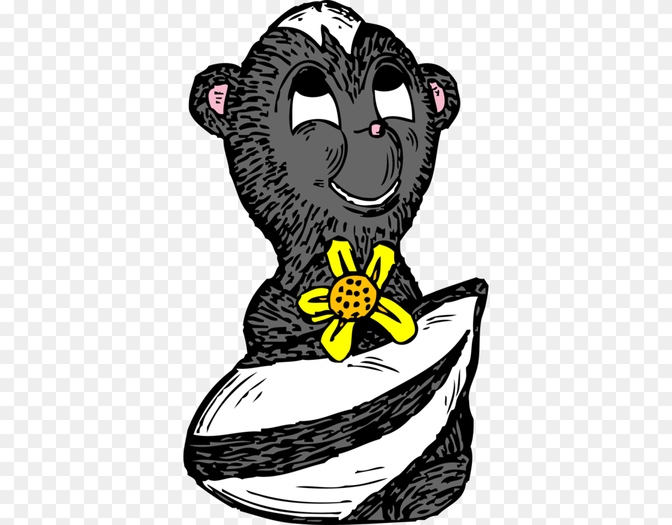 Download Line Art Drawing Free Commercial Clipart Animal Best Gift Skunk With A Flower Hoodiet Shirtmug, Person Png