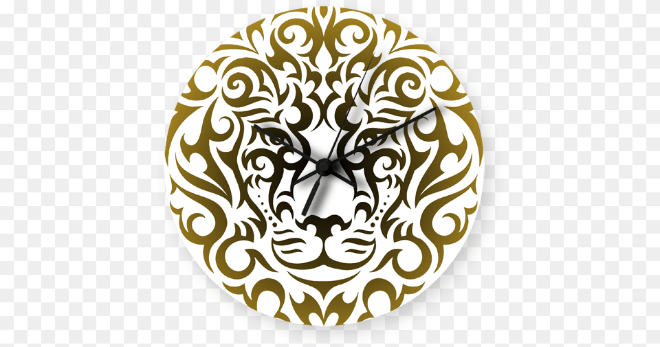 Download Lion Tattoo Vector Printed Wall Clock Tattoo Iphone Xs Max Gold Edition, Wall Clock, Analog Clock, Face, Head Free Transparent Png