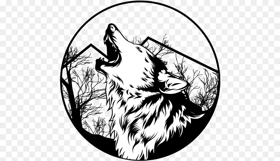 Lone Wolf Vector Illustration Black And White Vector Wolf, Stencil, Adult, Female, Person Free Png Download