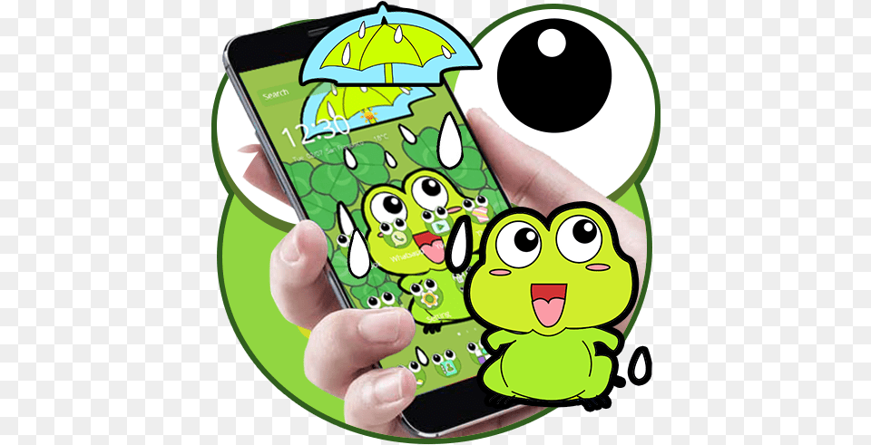 Download Lovely Frog Big Eye Raindrop Cartoon Theme For Mobile Phone, Electronics, Mobile Phone, Face, Head Free Png