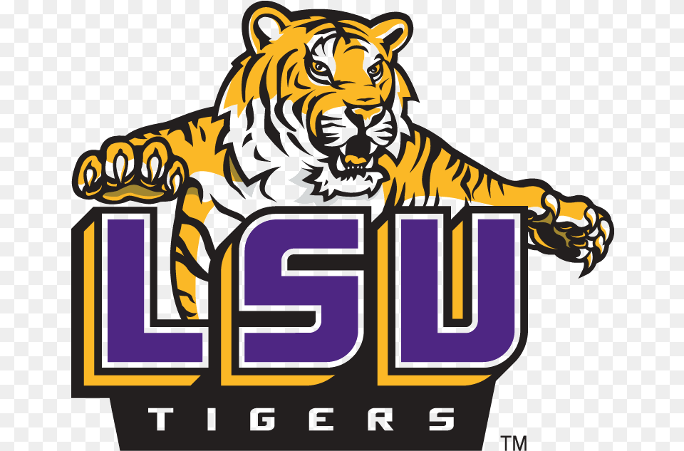 Download Lsu Lsu Tigers Logo Full Size Image Pngkit Logo Lsu Tigers Football, Animal, Zoo, Lion, Mammal Free Transparent Png