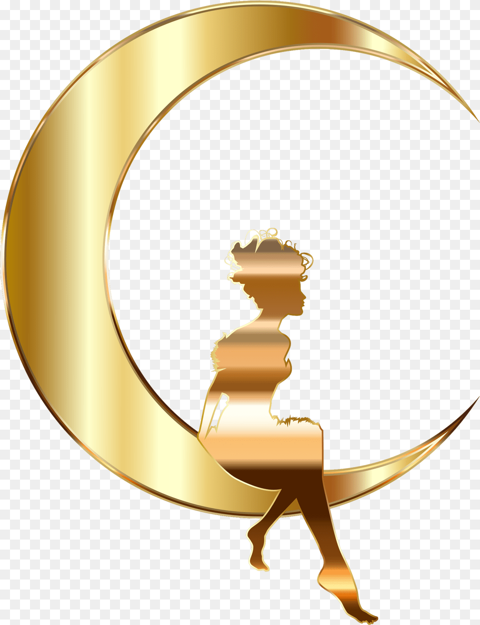 Download Lunar Clipart Transparent Background Gold Moon Crescent Moon Gold, Nature, Outdoors, Night, Person Free Png