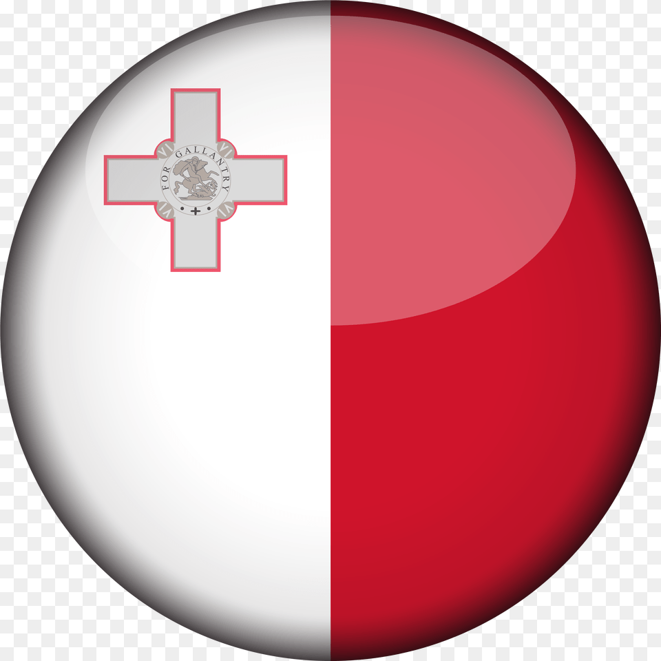 Download Malta Flag 3d Round Xl Malta Flag Icon Image Malta Flag Round, Symbol, Cross, Logo, Red Cross Png