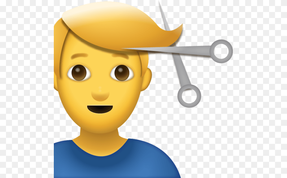 Download Man Getting Haircut Iphone Emoji Icon In Jpg Man Haircut Emoji, Baby, Person, Face, Head Png Image