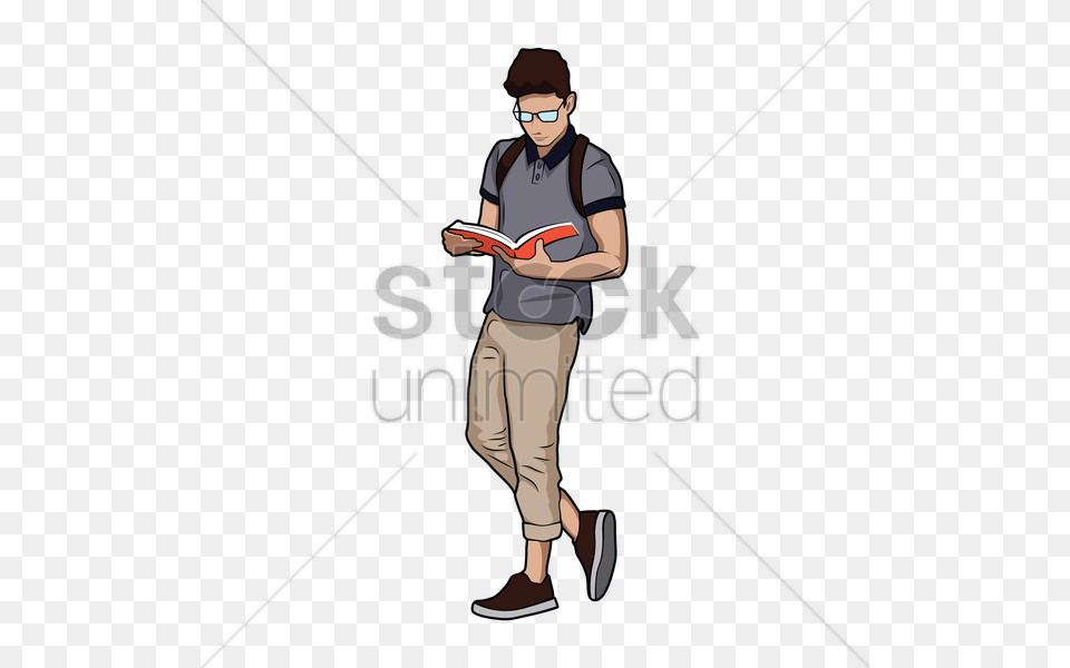 Download Man Reading Book Vector Clipart Book Illustration Synonyms Words, Walking, Person, Male, Adult Free Transparent Png