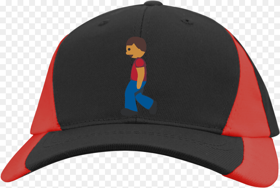 Download Man Walking Emoji Ystc11 Sport Tek Youth M Baseball Cap, Hat, Baseball Cap, Clothing, Person Free Png