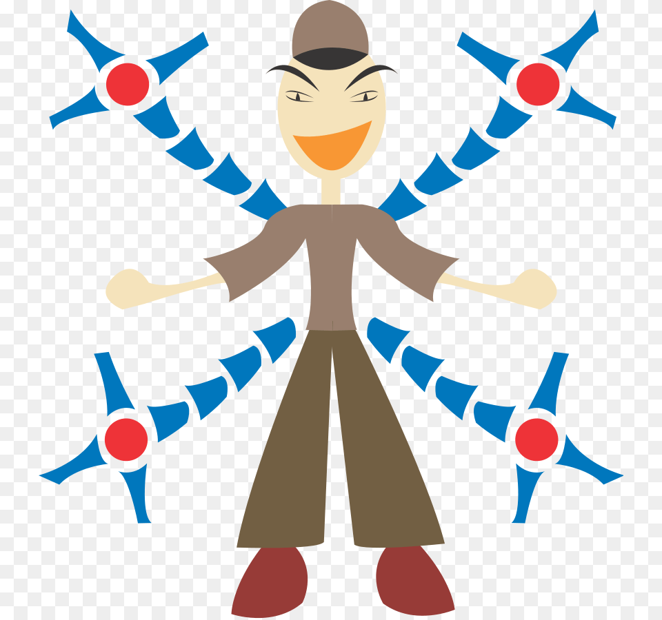 Download Man With Mechanic Arms Clipart, Juggling, Person, Face, Head Png Image